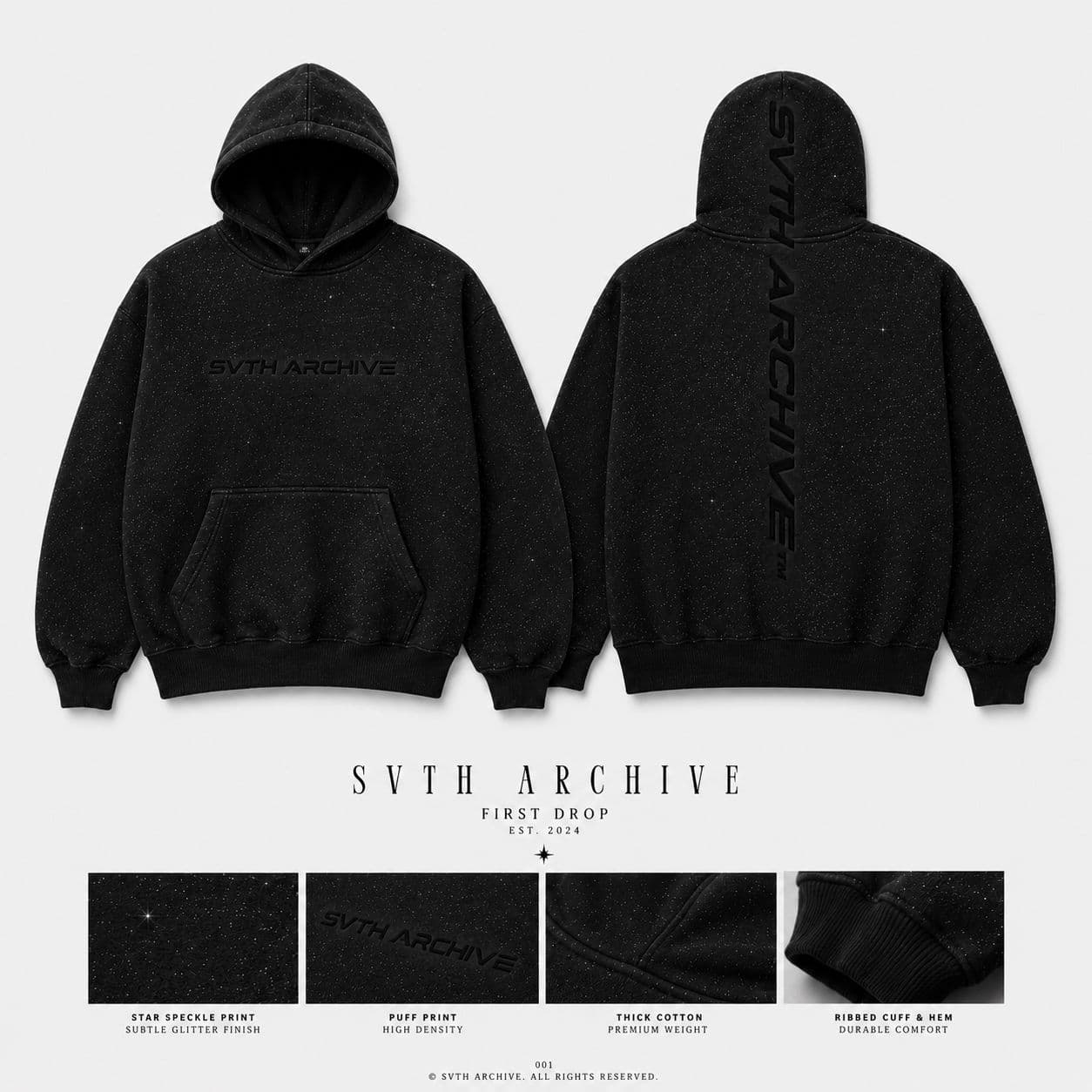 Speckle Hoodie — Black / Glitter