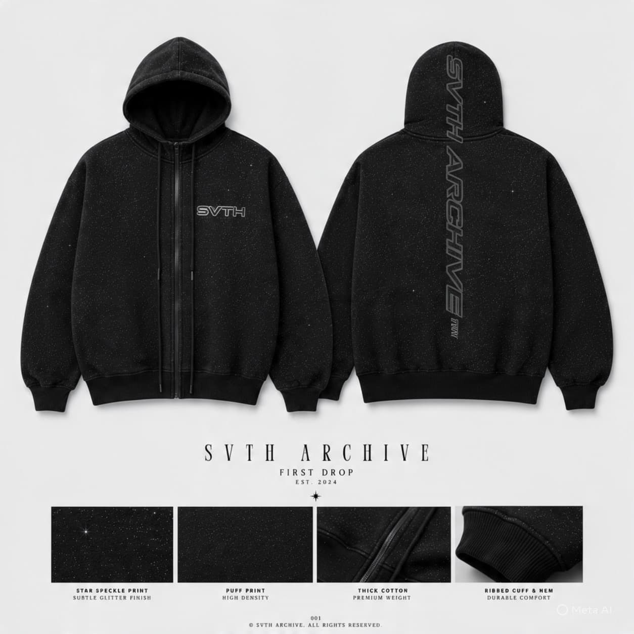 Speckle Zip — Black / Glitter